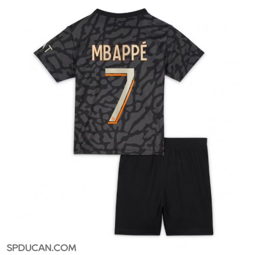 Dječji Nogometni Dres Paris Saint-Germain Kylian Mbappe #7 Rezervni 2023-24 Kratak Rukav (+ Kratke hlače)